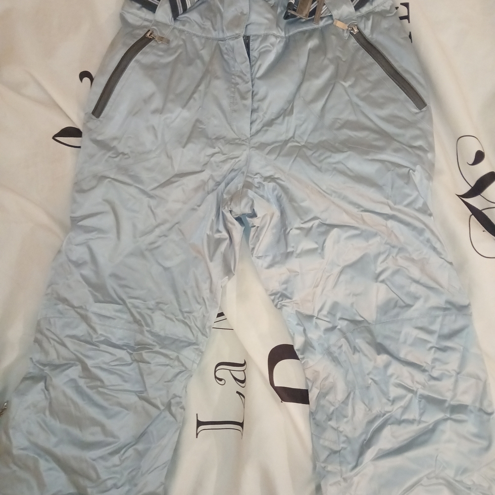 COLMAR Gray Light Blue Shiny Elastic Waist Belted Snow Pants 46